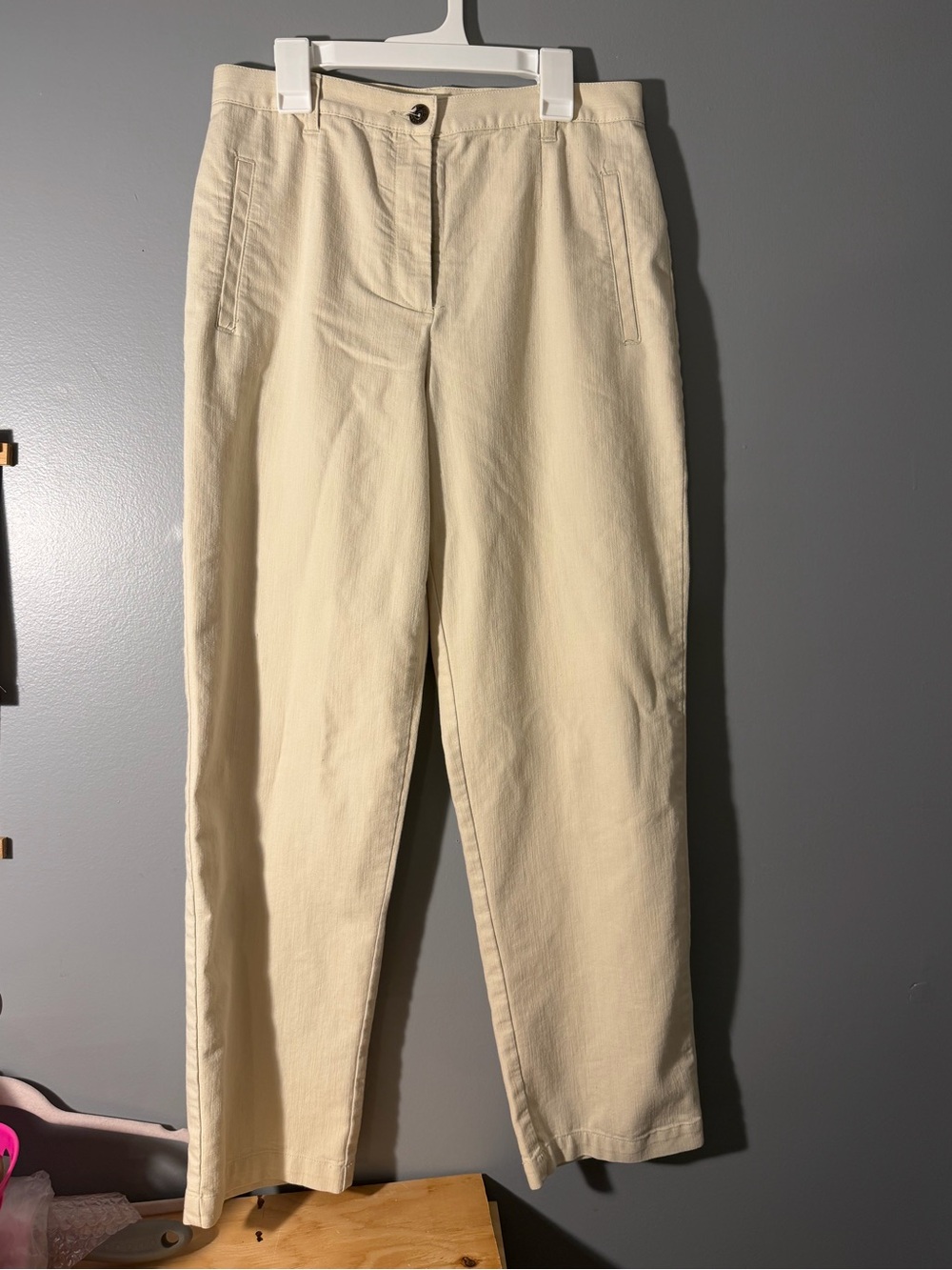 Christopher & Banks Cream Straight-Leg Chinos